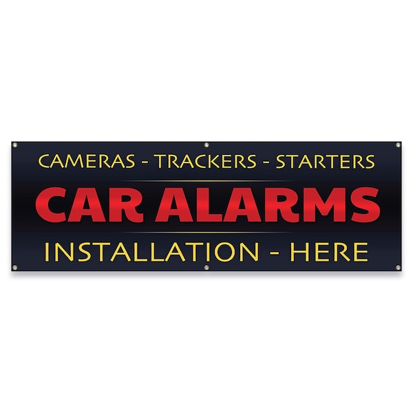 Car Alarms Installation Banner Concession Stand Food Truck Single Sided